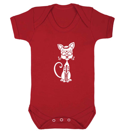 Cat sugar skull baby vest red 18-24 months