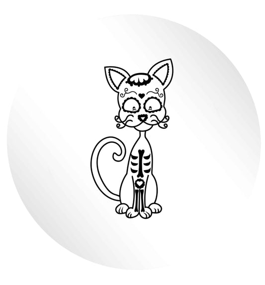 Cat sugar skull 24 @ 45mm matt circle stickers
