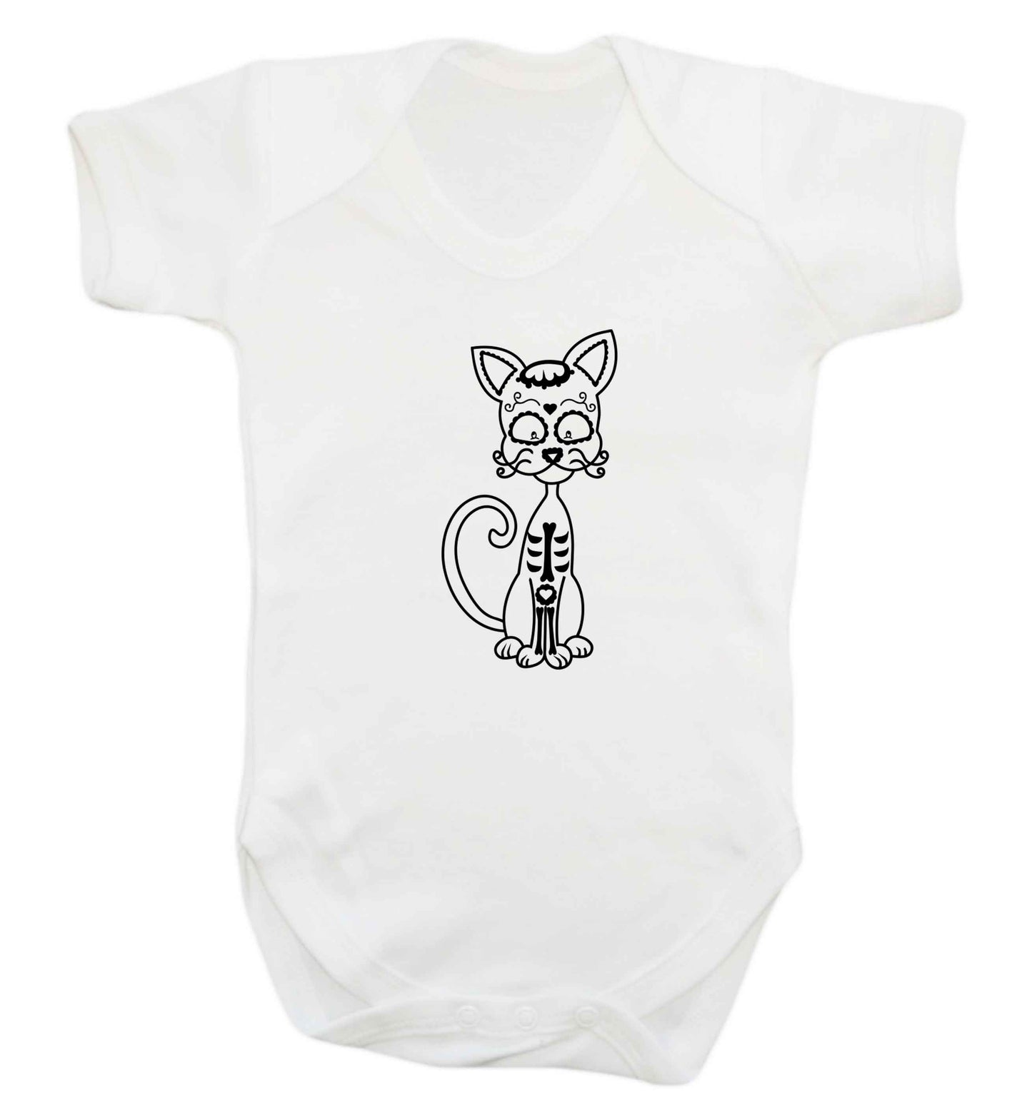 Cat sugar skull baby vest white 18-24 months