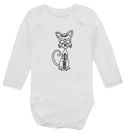 Cat sugar skull baby vest long sleeved white 6-12 months