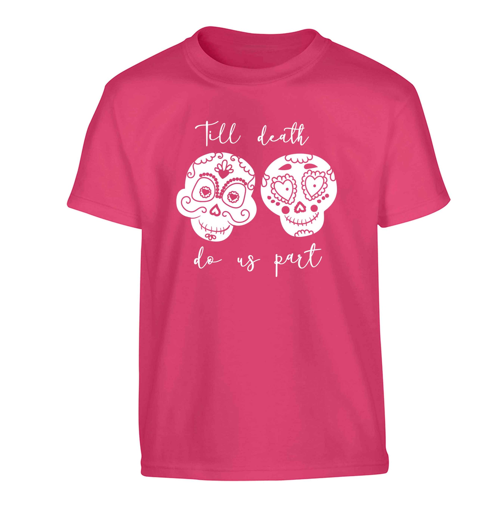 Till death do us part sugar skulls Children's pink Tshirt 12-13 Years