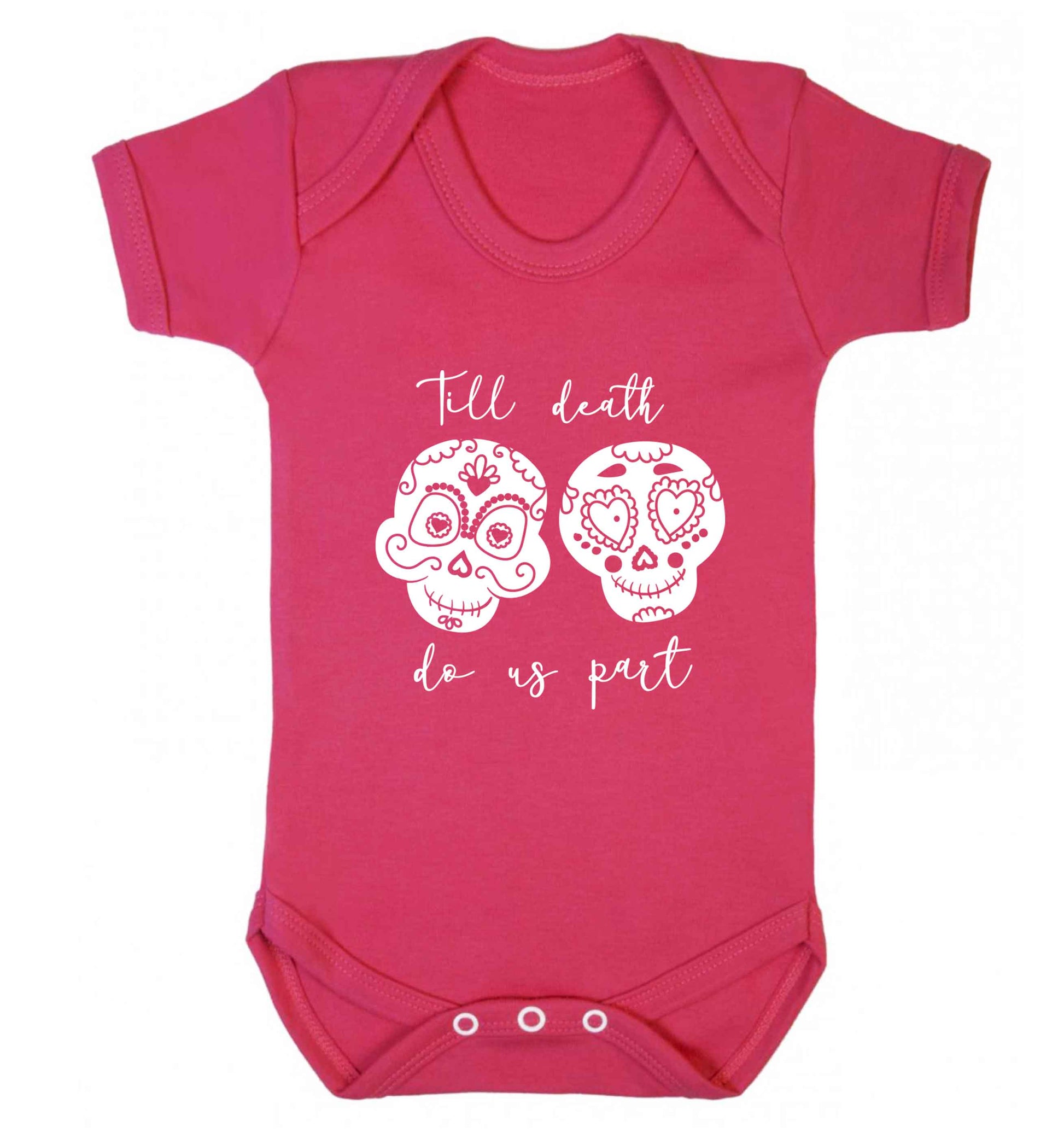 Till death do us part sugar skulls baby vest dark pink 18-24 months