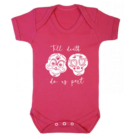 Till death do us part sugar skulls baby vest dark pink 18-24 months