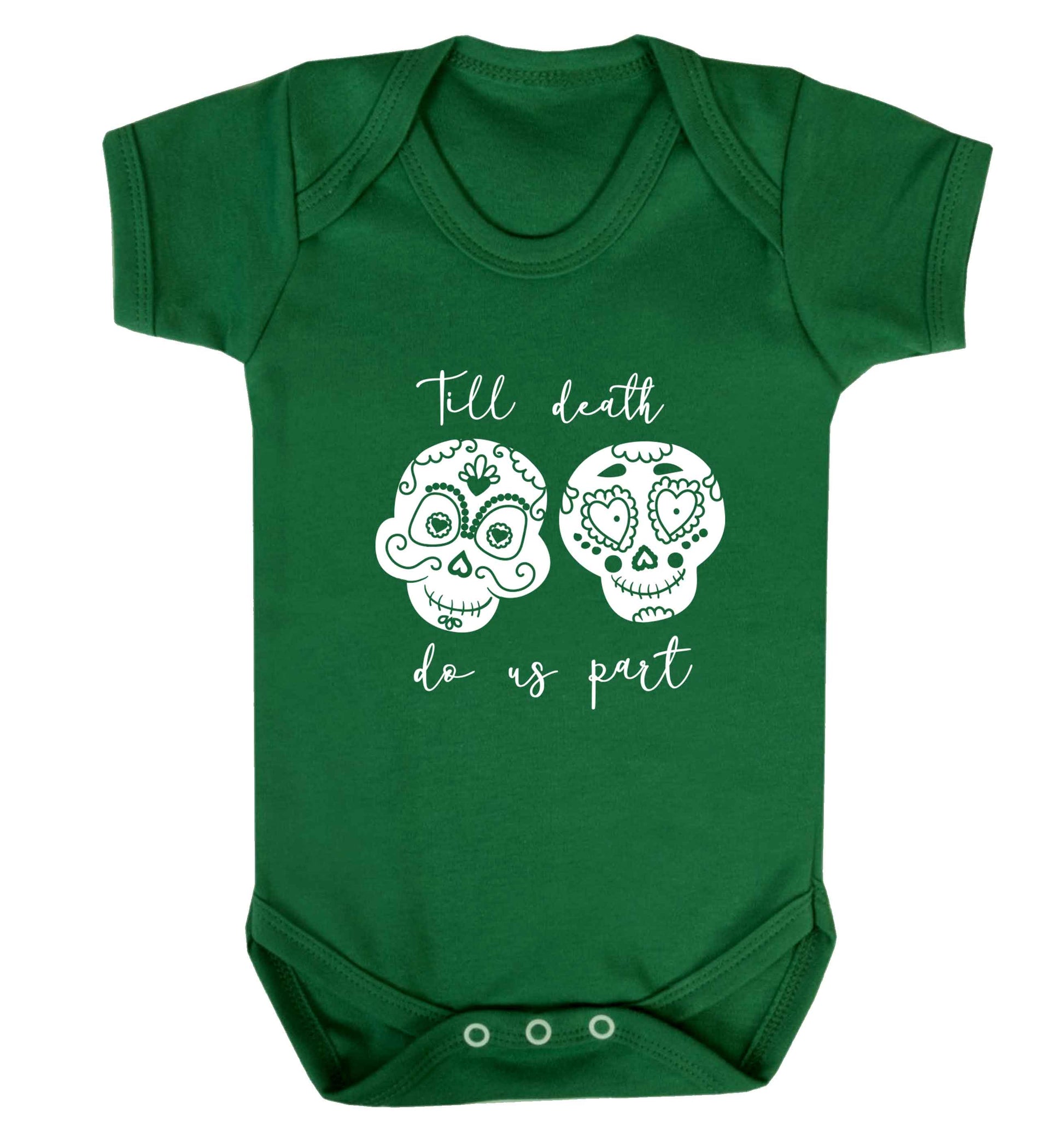 Till death do us part sugar skulls baby vest green 18-24 months