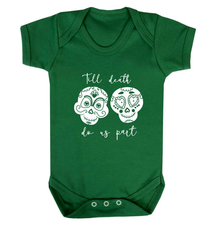 Till death do us part sugar skulls baby vest green 18-24 months