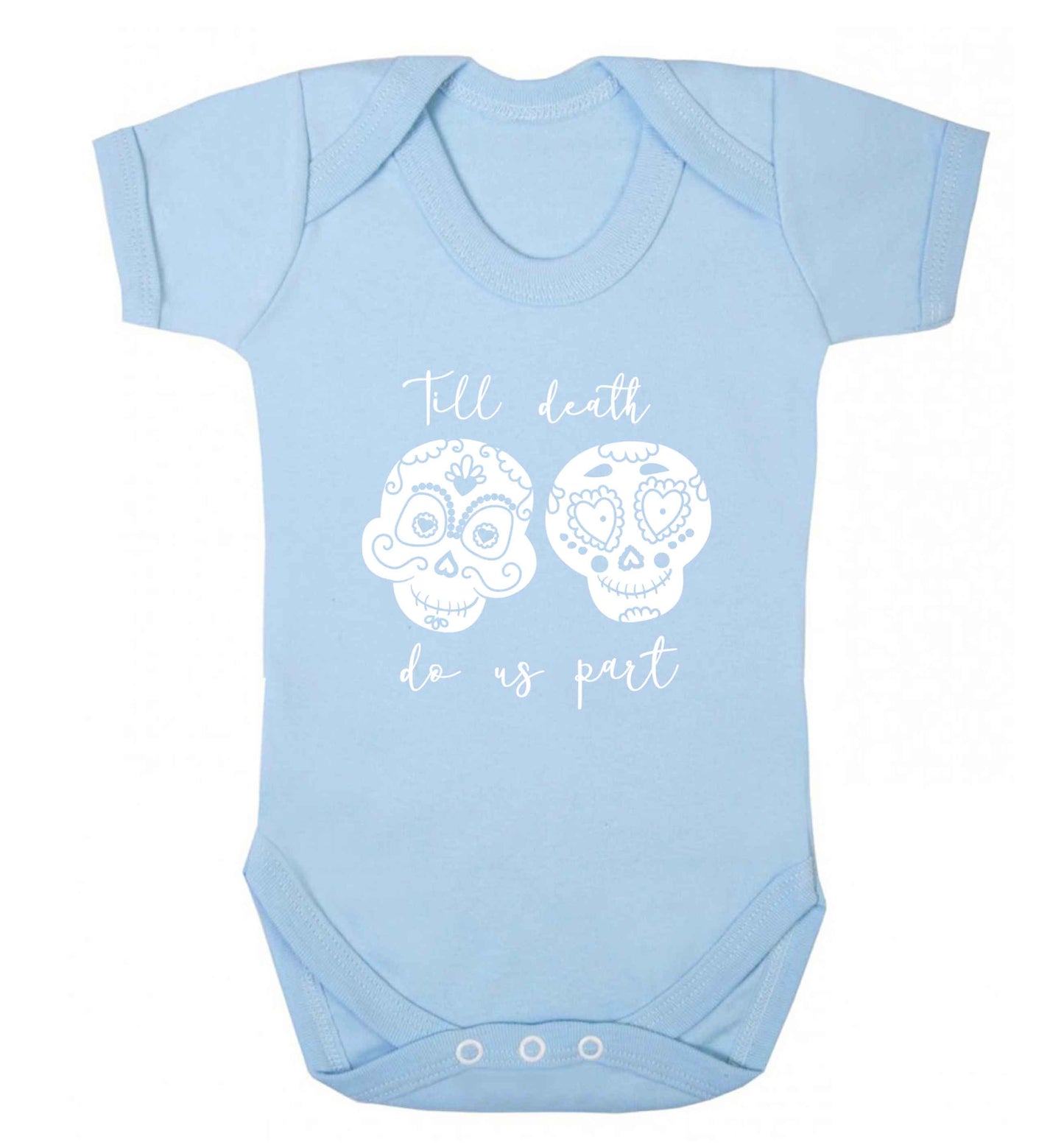 Till death do us part sugar skulls baby vest pale blue 18-24 months