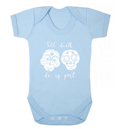 Till death do us part sugar skulls baby vest pale blue 18-24 months