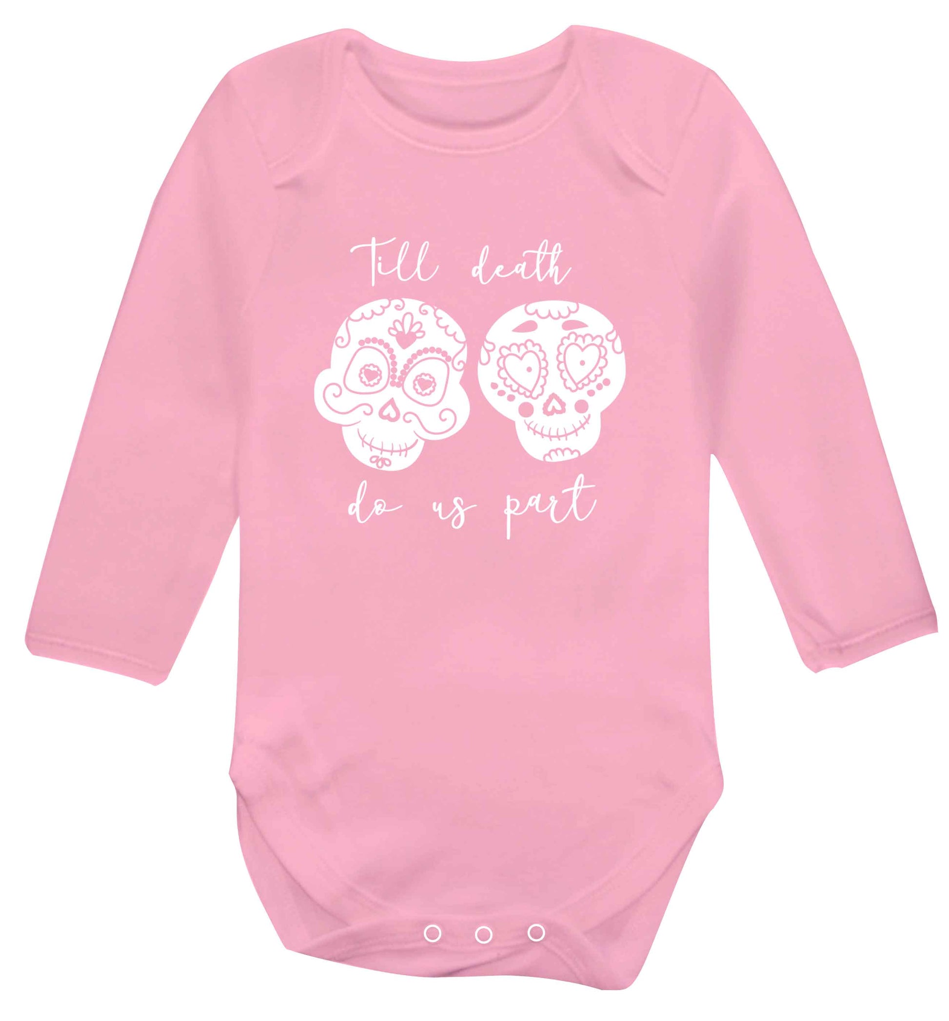 Till death do us part sugar skulls baby vest long sleeved pale pink 6-12 months