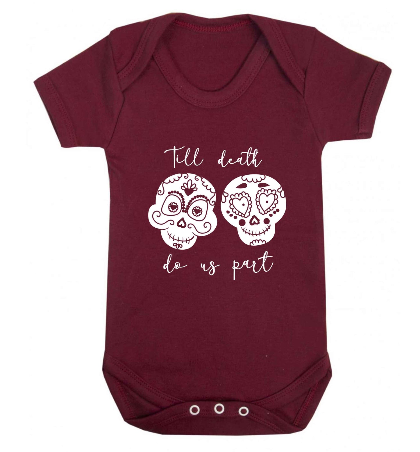 Till death do us part sugar skulls baby vest maroon 18-24 months