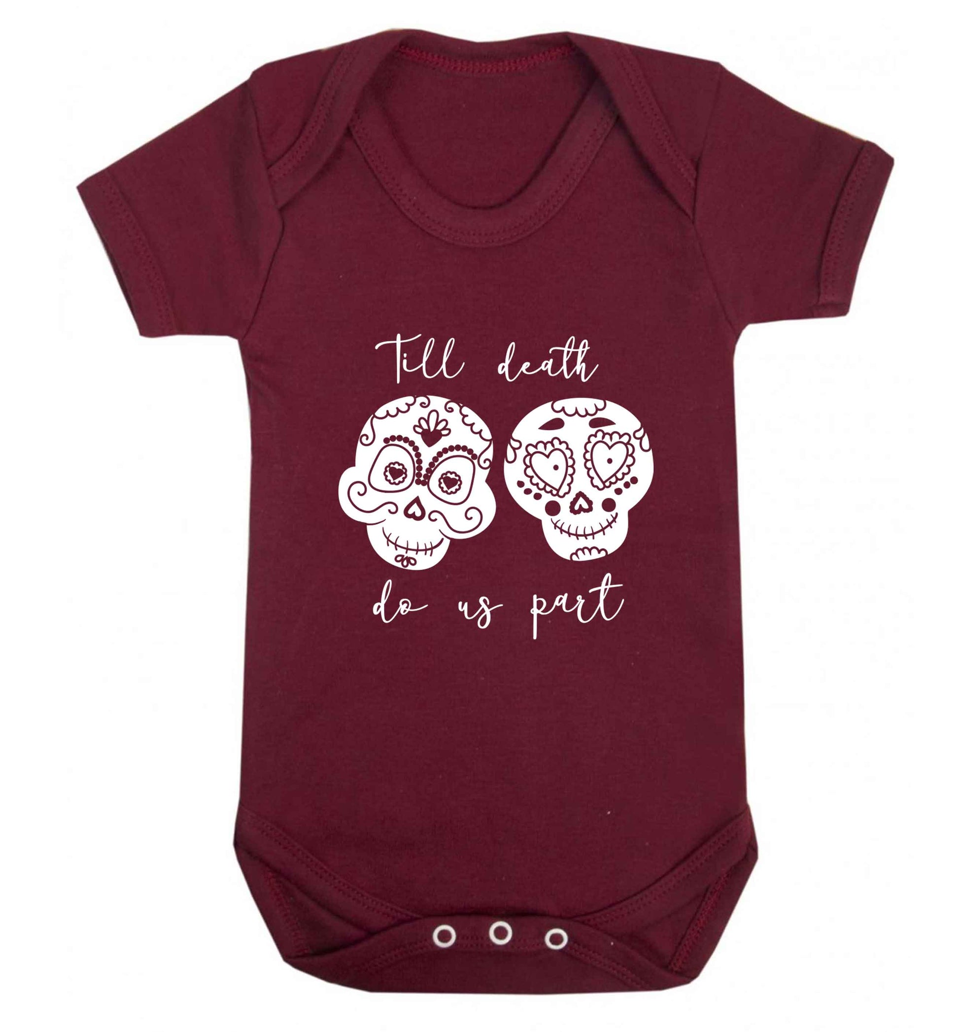Till death do us part sugar skulls baby vest maroon 18-24 months