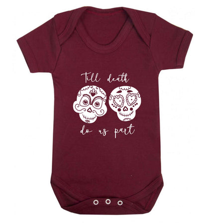 Till death do us part sugar skulls baby vest maroon 18-24 months
