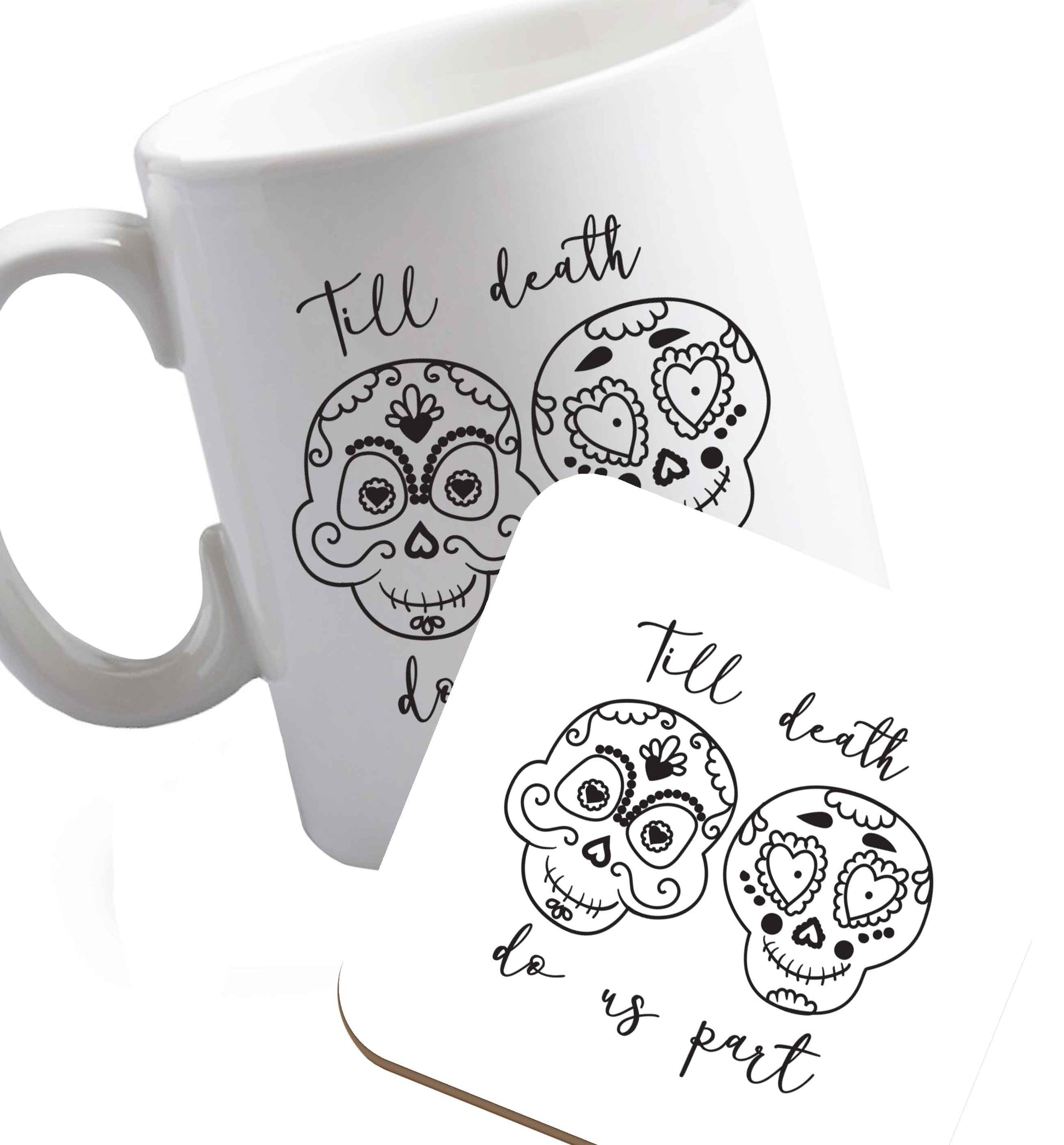 10 oz Favourite Type Pan Pancake ceramic mug and coaster set right handed