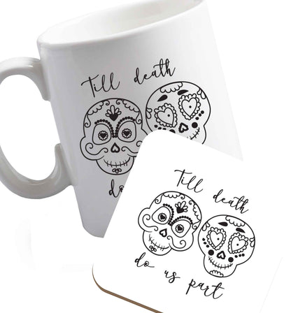 10 oz Favourite Type Pan Pancake ceramic mug and coaster set right handed