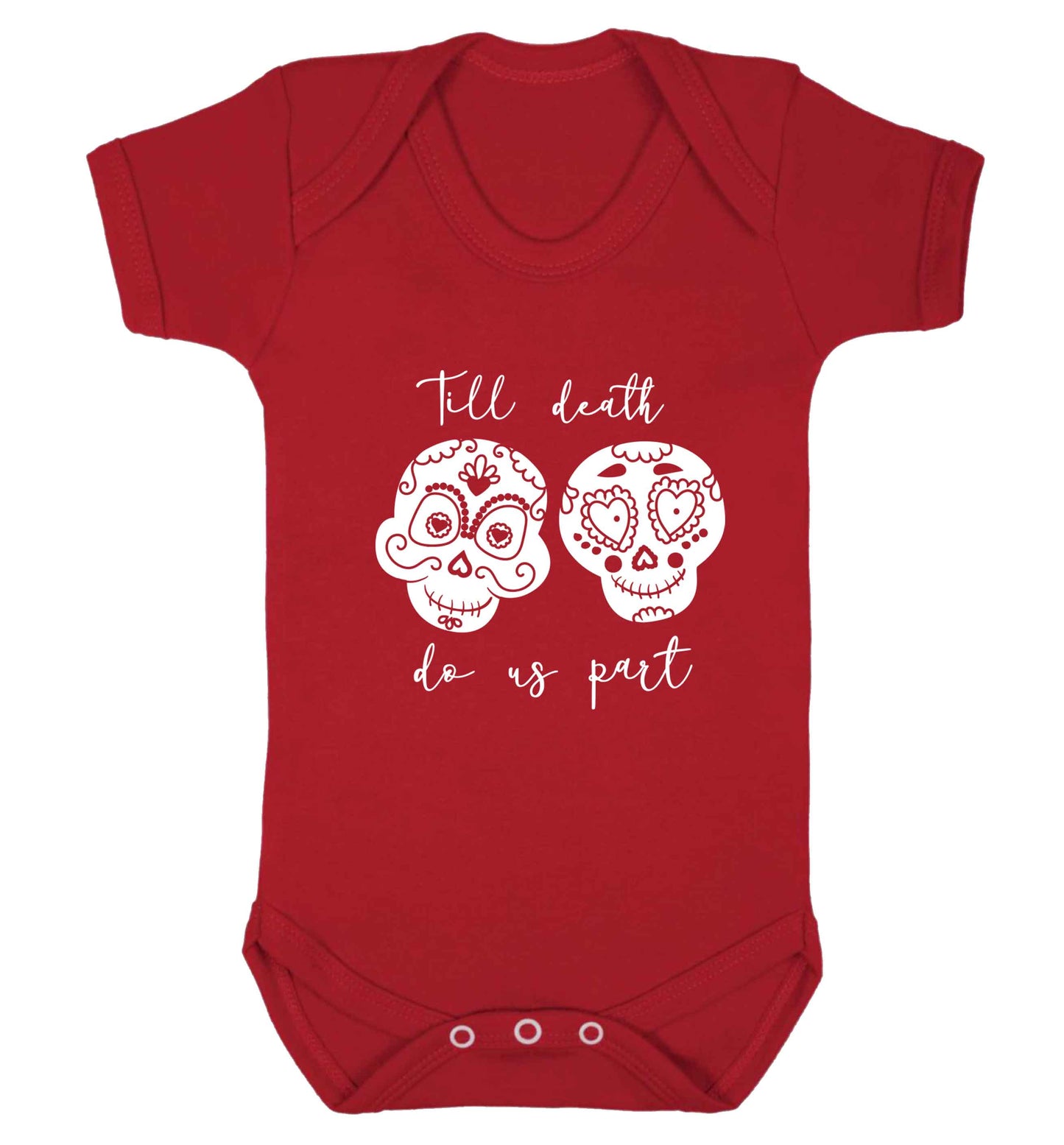 Till death do us part sugar skulls baby vest red 18-24 months