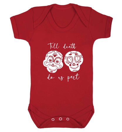 Till death do us part sugar skulls baby vest red 18-24 months