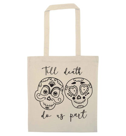 Till death do us part sugar skulls natural tote bag