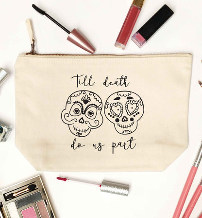 Till death do us part sugar skulls natural makeup bag