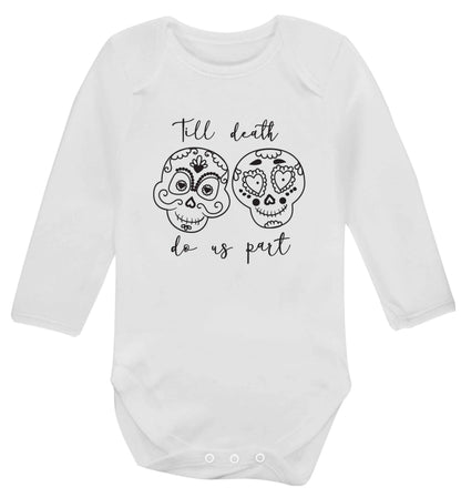 Till death do us part sugar skulls baby vest long sleeved white 6-12 months