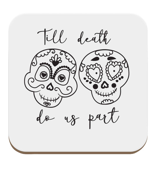 Till death do us part sugar skulls set of four coasters