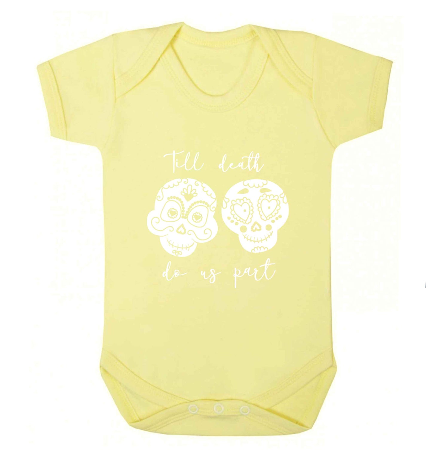 Till death do us part sugar skulls baby vest pale yellow 18-24 months