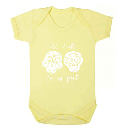 Till death do us part sugar skulls baby vest pale yellow 18-24 months