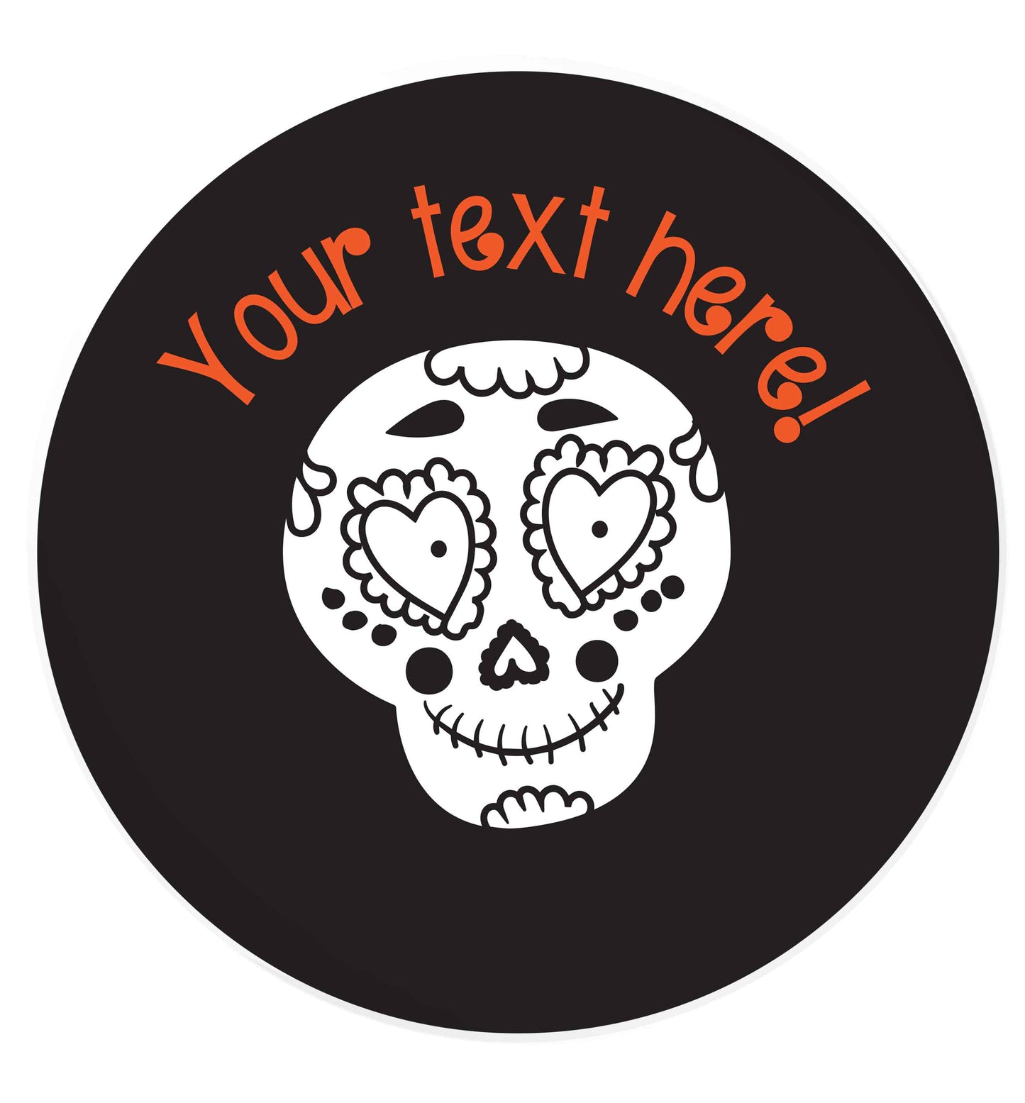 Female sugar skull - your text here 24 @ 45mm matt circle stickers