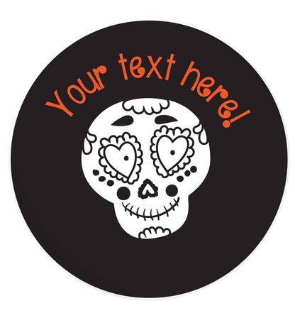 Female sugar skull - your text here 24 @ 45mm matt circle stickers