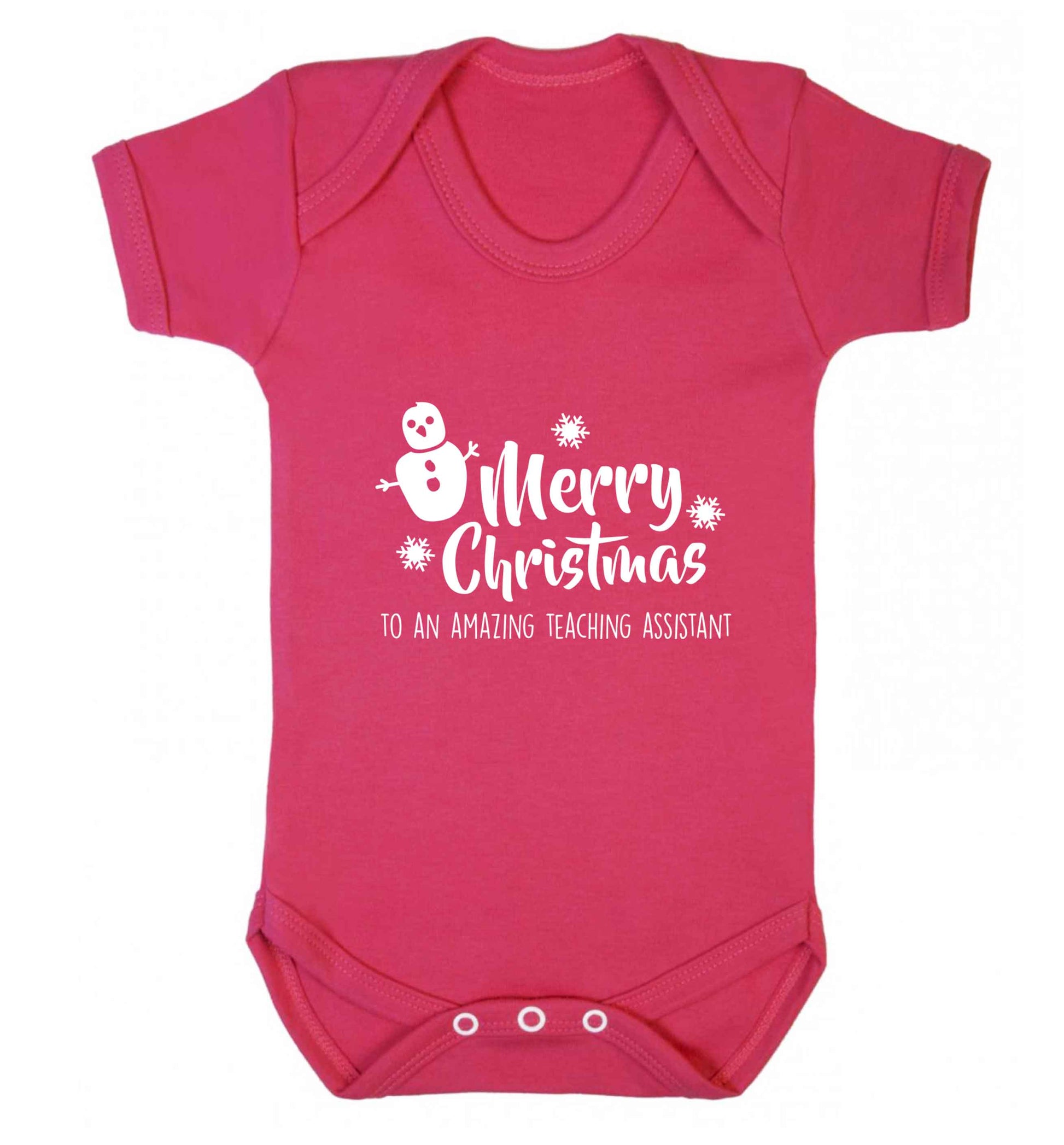 Merry christmas to my teacher baby vest dark pink 18-24 months
