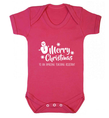 Merry christmas to my teacher baby vest dark pink 18-24 months