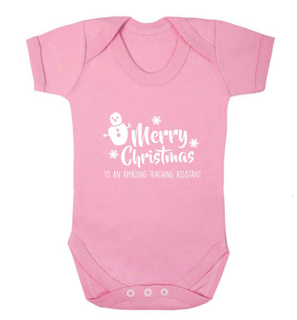 Merry christmas to my teacher baby vest pale pink 18-24 months