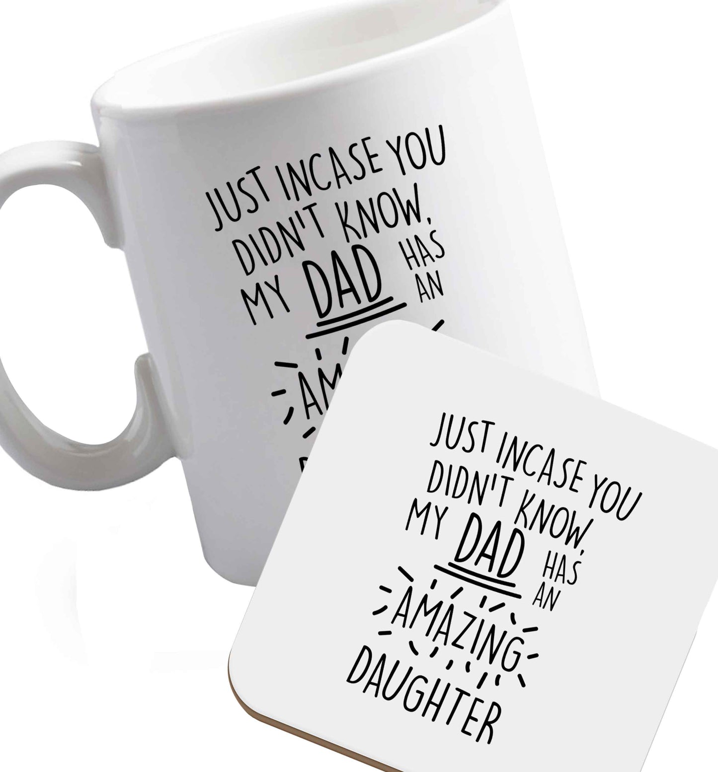 10 oz Favourite Type Pan Pancake ceramic mug and coaster set right handed
