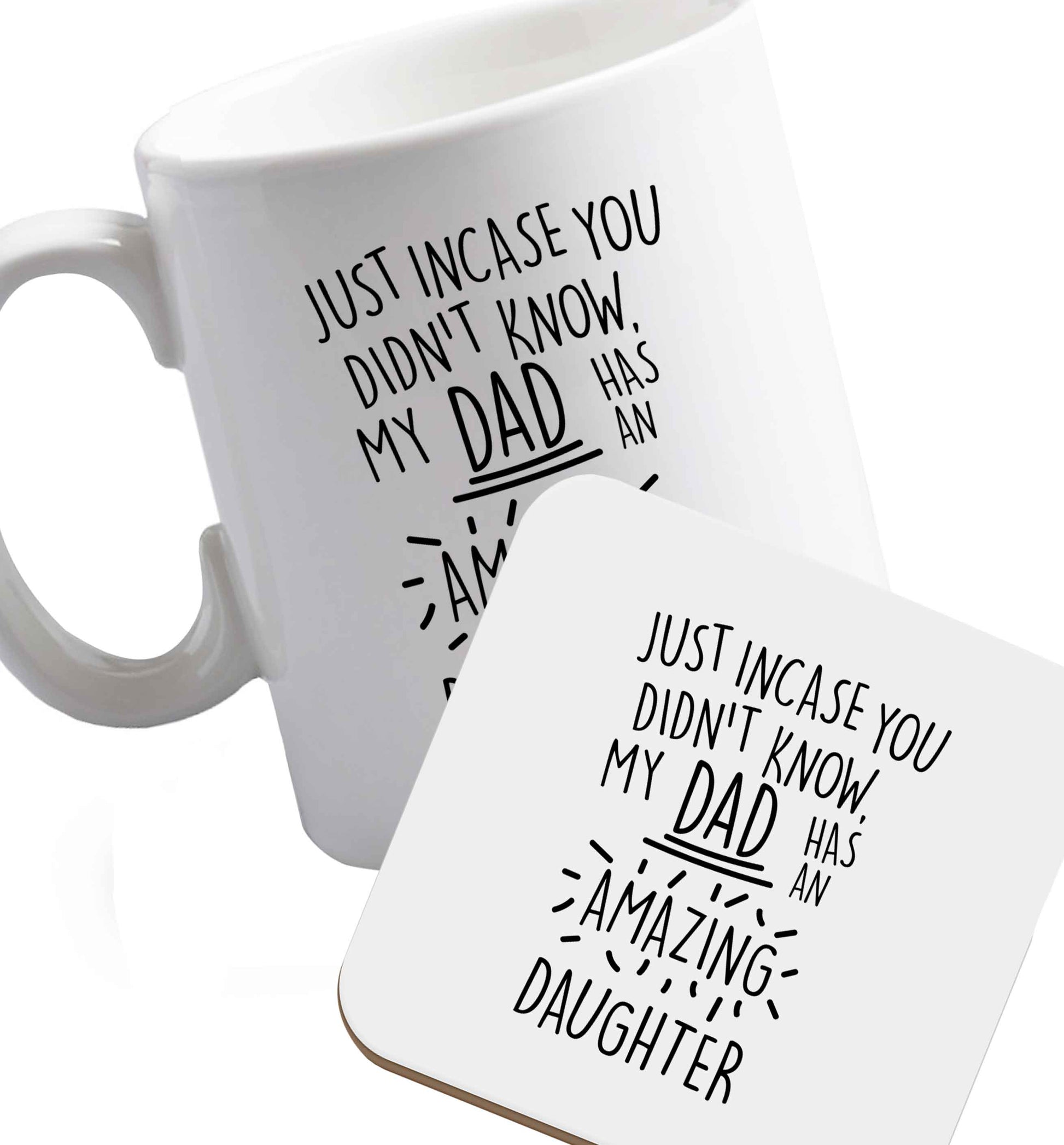 10 oz Favourite Type Pan Pancake ceramic mug and coaster set right handed
