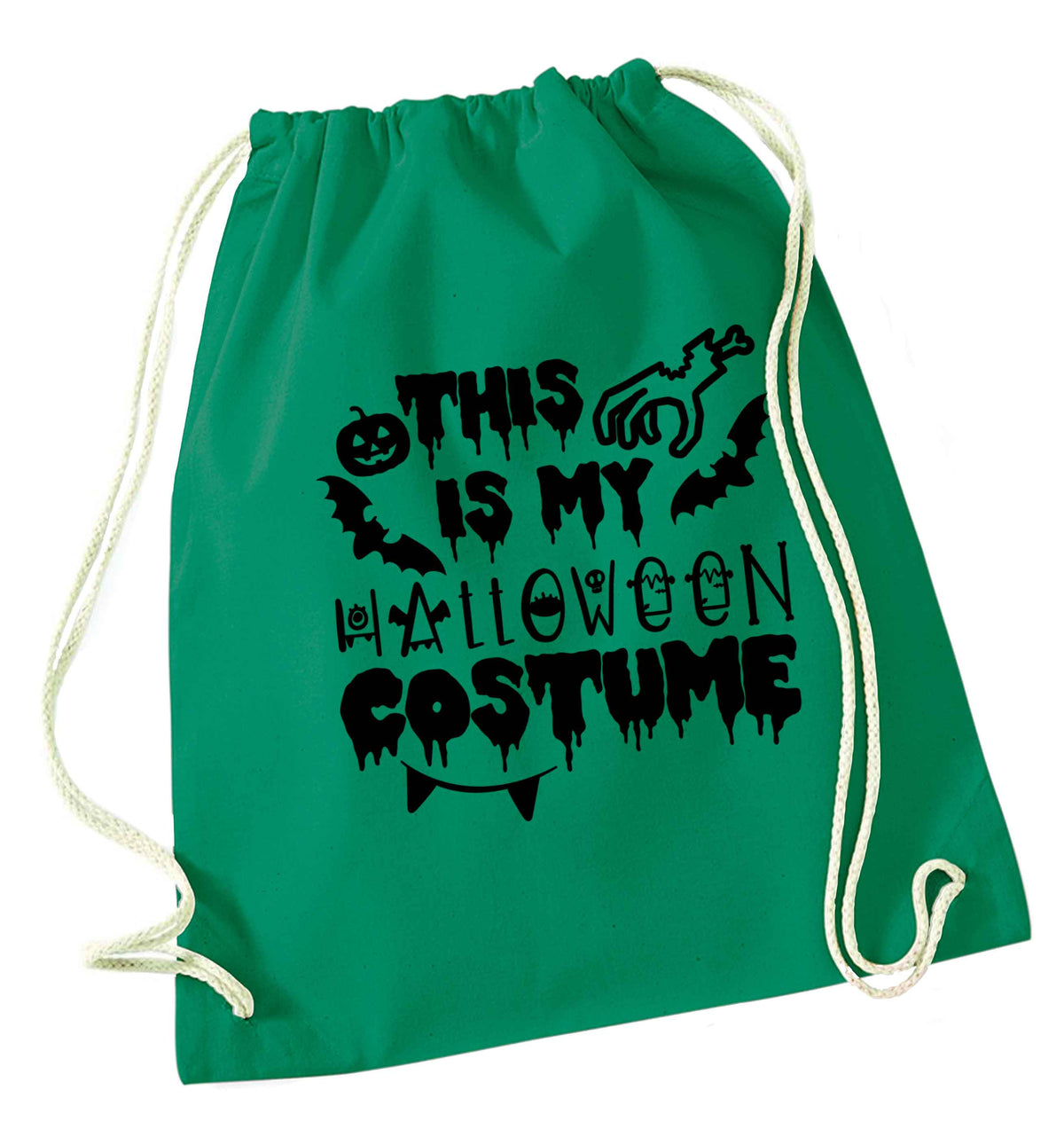 This is my halloween costume green drawstring bag
