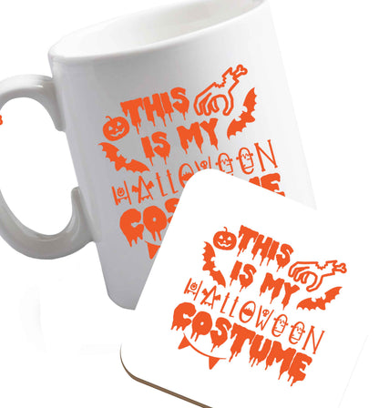 10 oz Favourite Type Pan Pancake ceramic mug and coaster set right handed