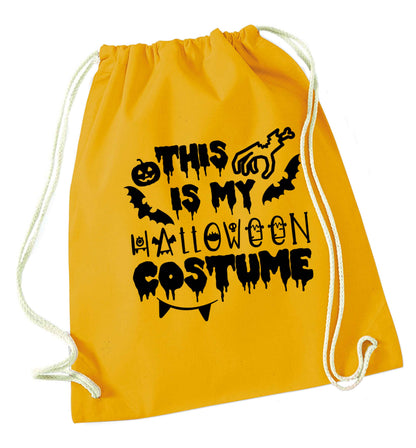 This is my halloween costume mustard drawstring bag