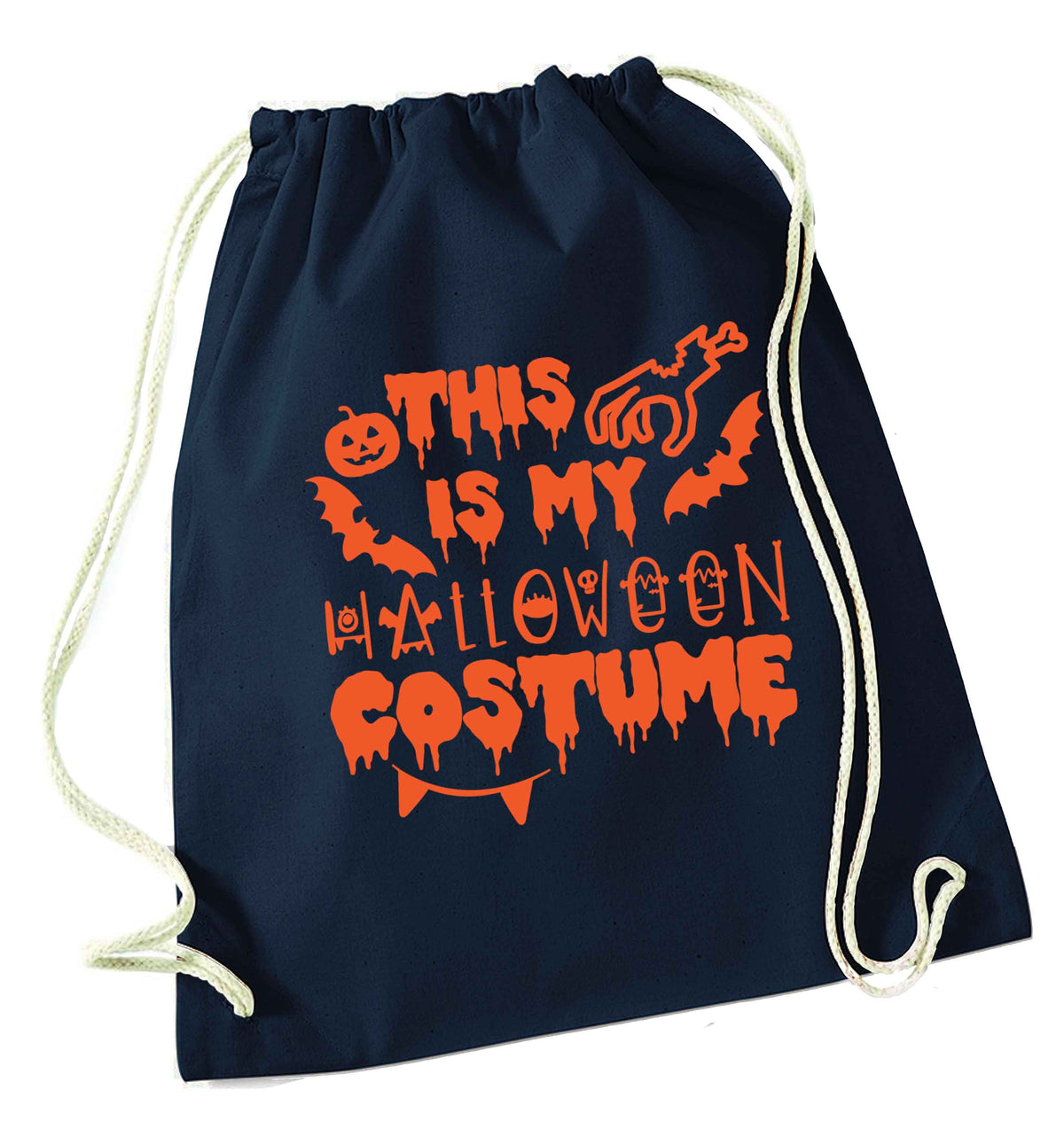 This is my halloween costume navy drawstring bag