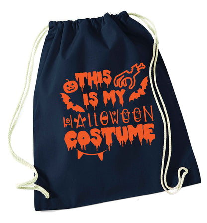 This is my halloween costume navy drawstring bag