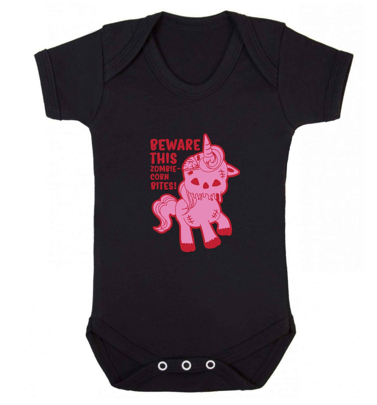 Beware this zombiecorn bites baby vest black 18-24 months