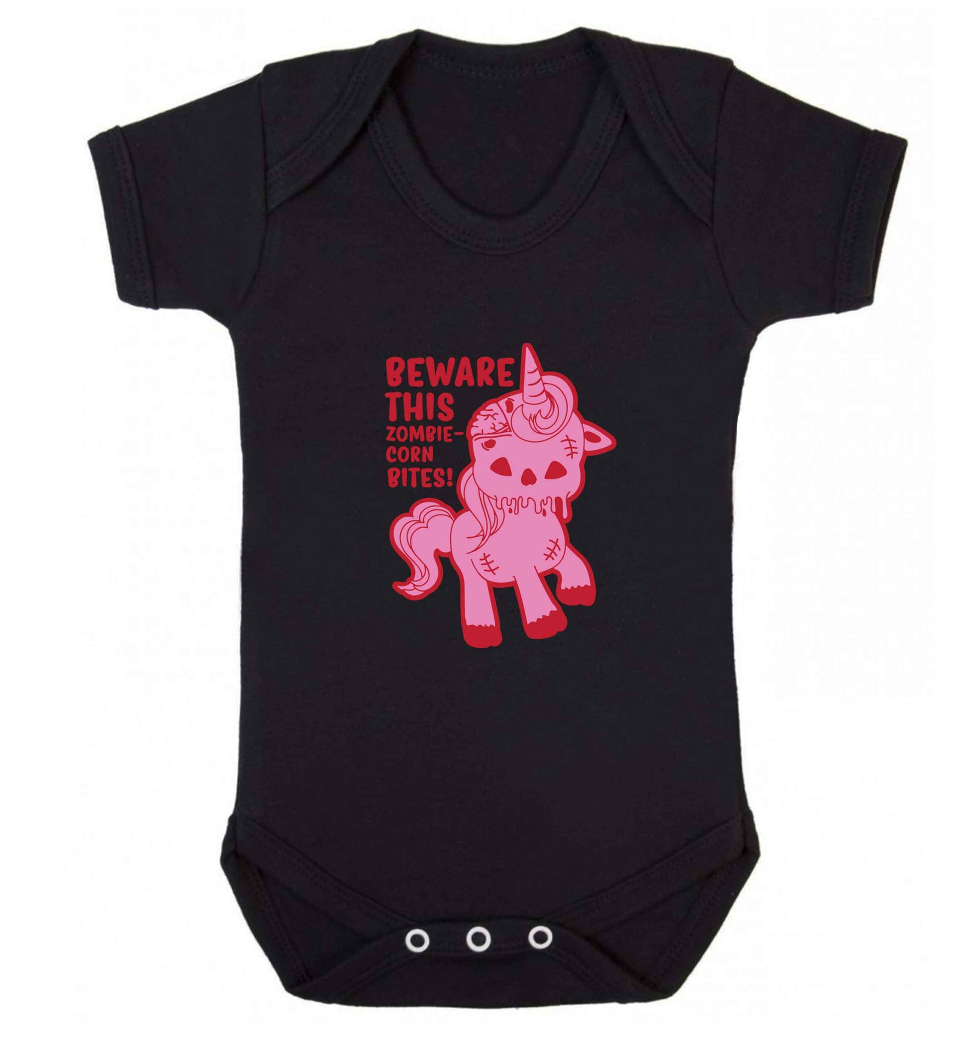 Beware this zombiecorn bites baby vest black 18-24 months