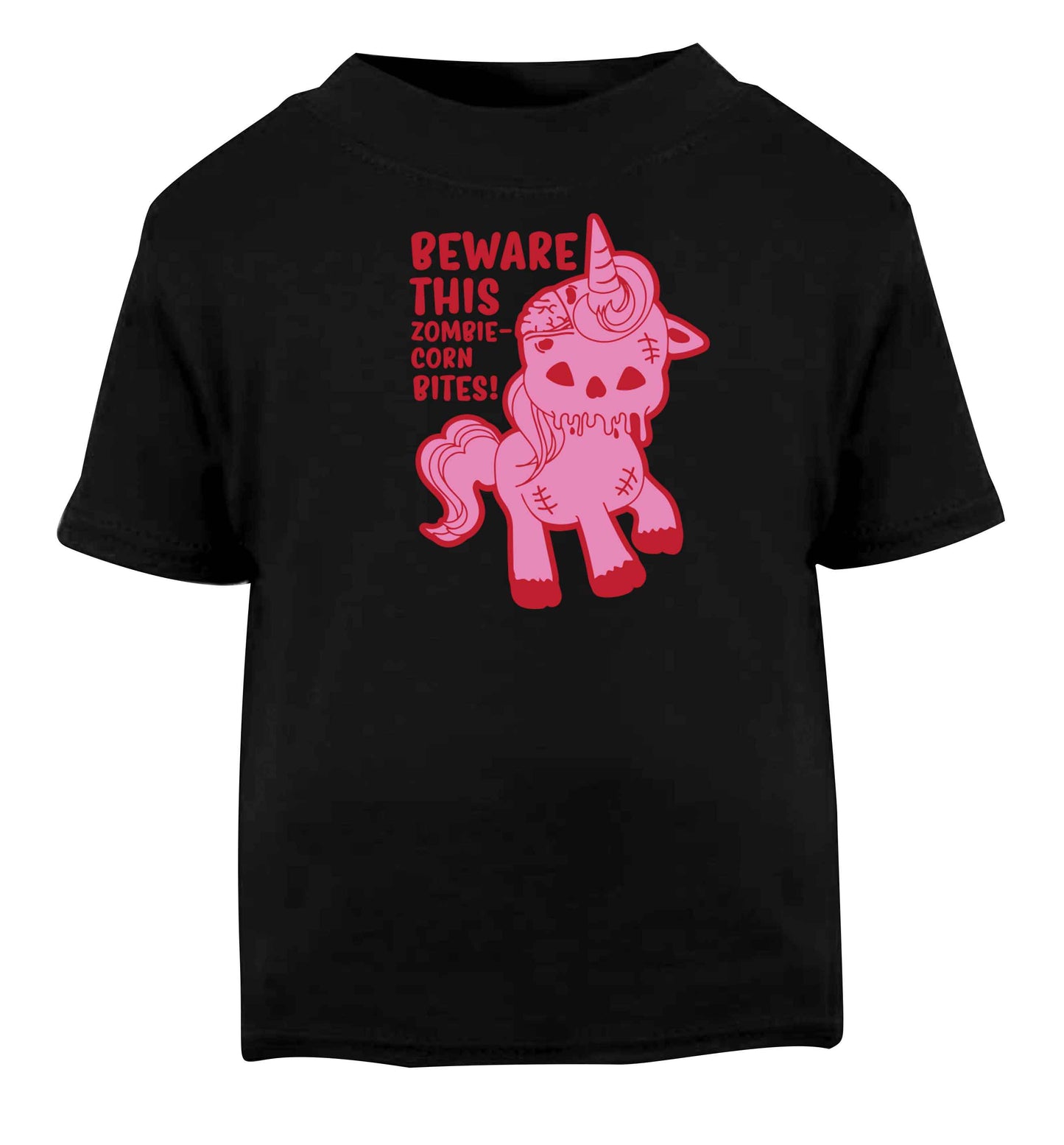 Beware this zombiecorn bites Black baby toddler Tshirt 2 years