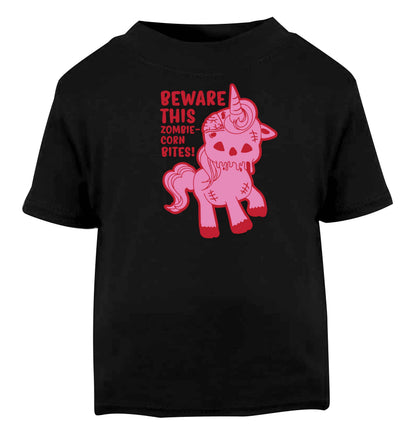 Beware this zombiecorn bites Black baby toddler Tshirt 2 years