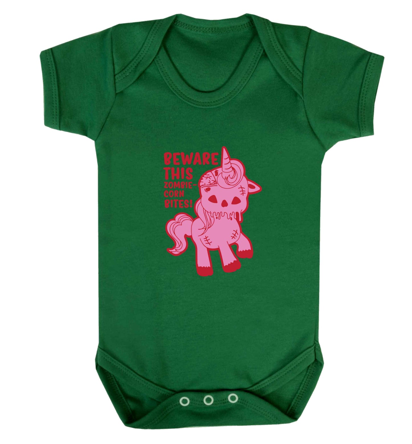 Beware this zombiecorn bites baby vest green 18-24 months