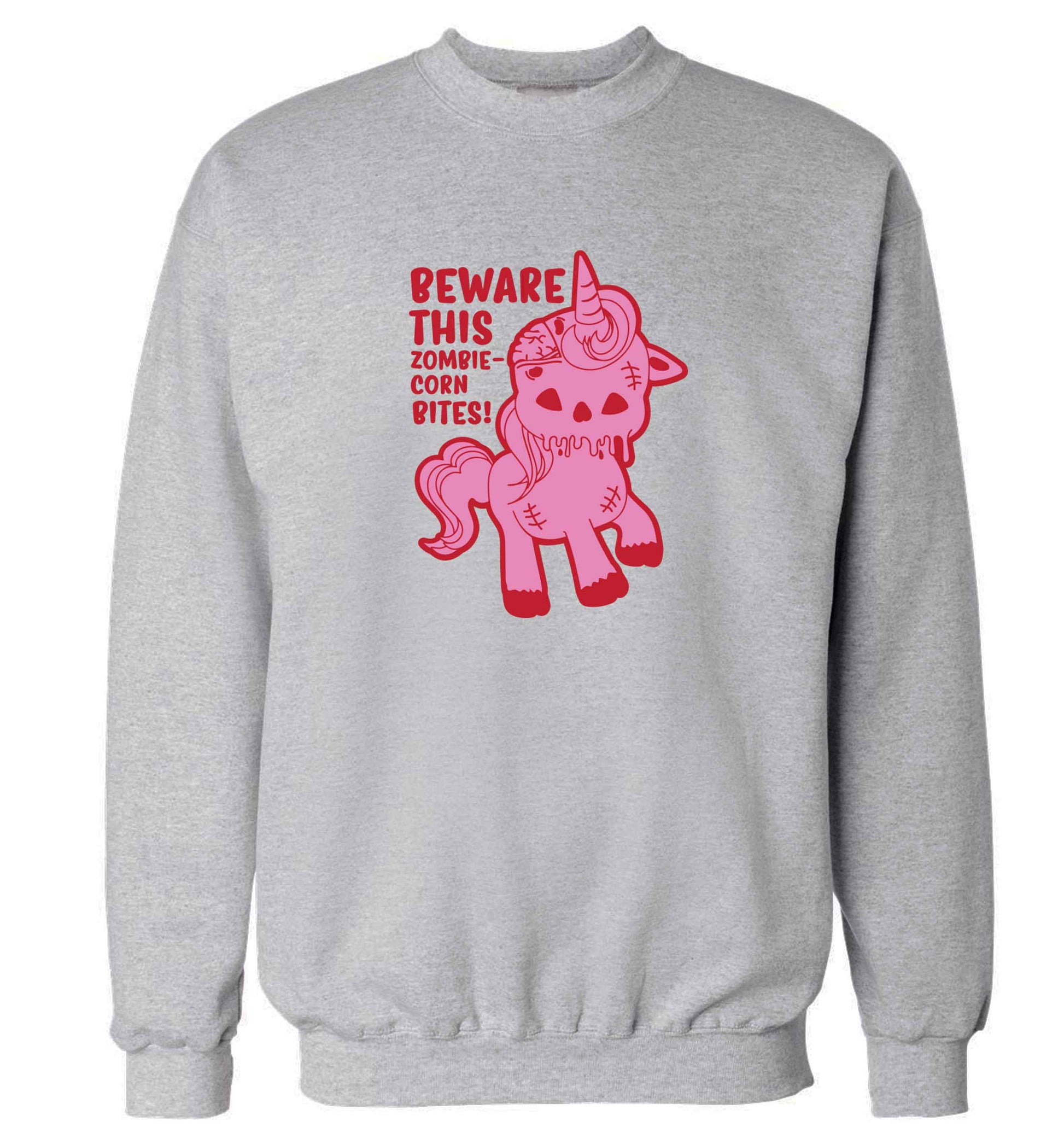 Beware this zombiecorn bites adult's unisex grey sweater 2XL
