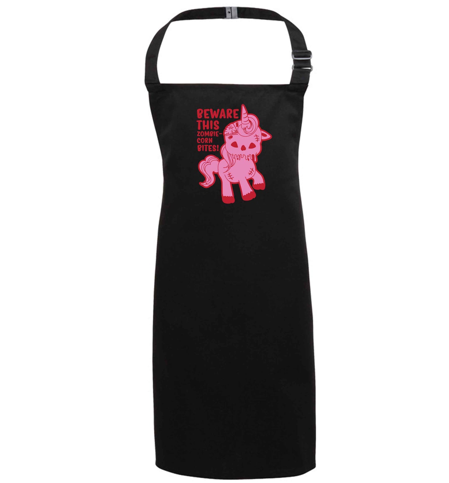 Beware this zombiecorn bites black apron 7-10 years