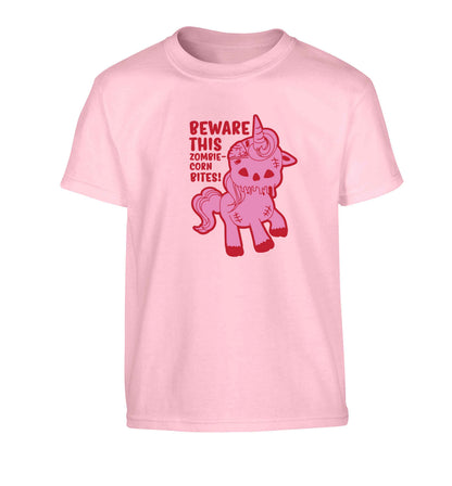 Beware this zombiecorn bites Children's light pink Tshirt 12-13 Years