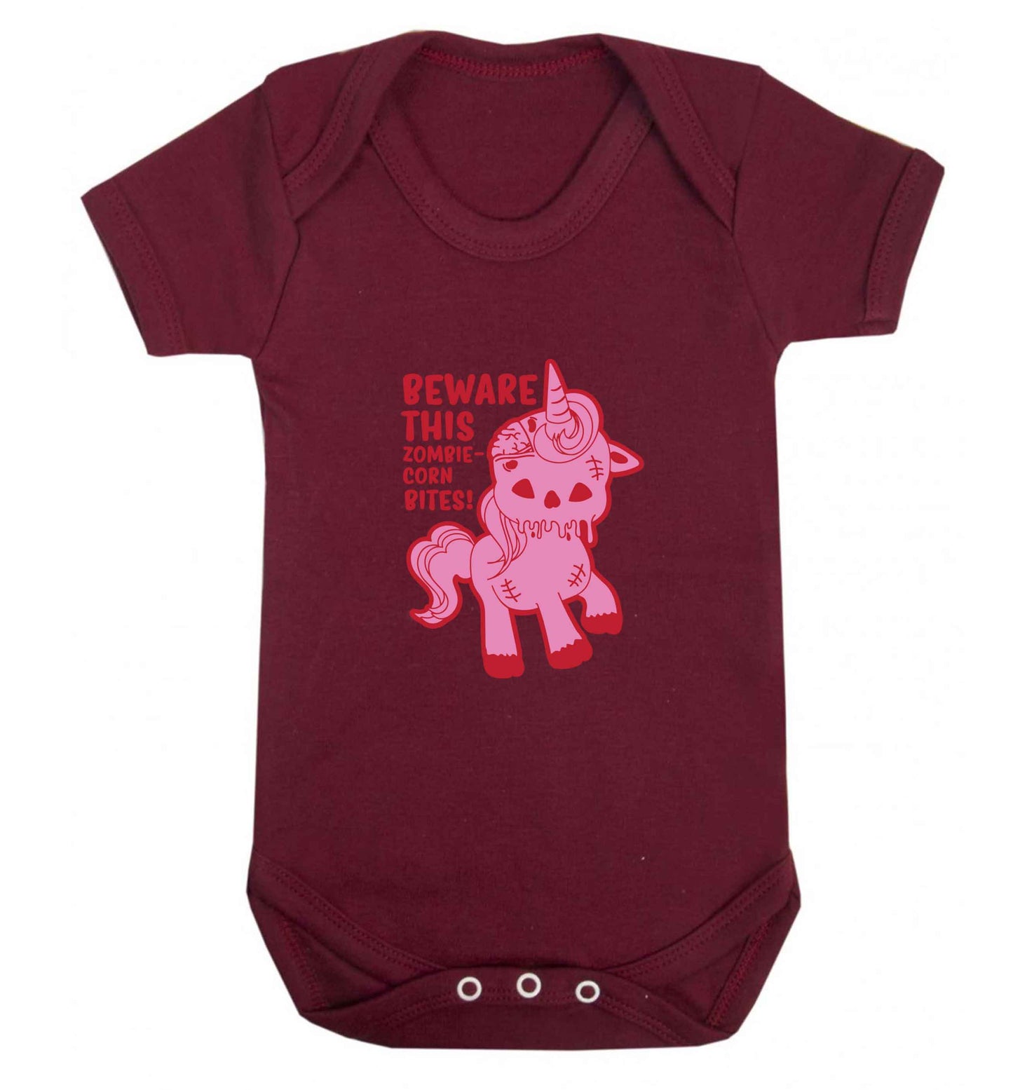 Beware this zombiecorn bites baby vest maroon 18-24 months