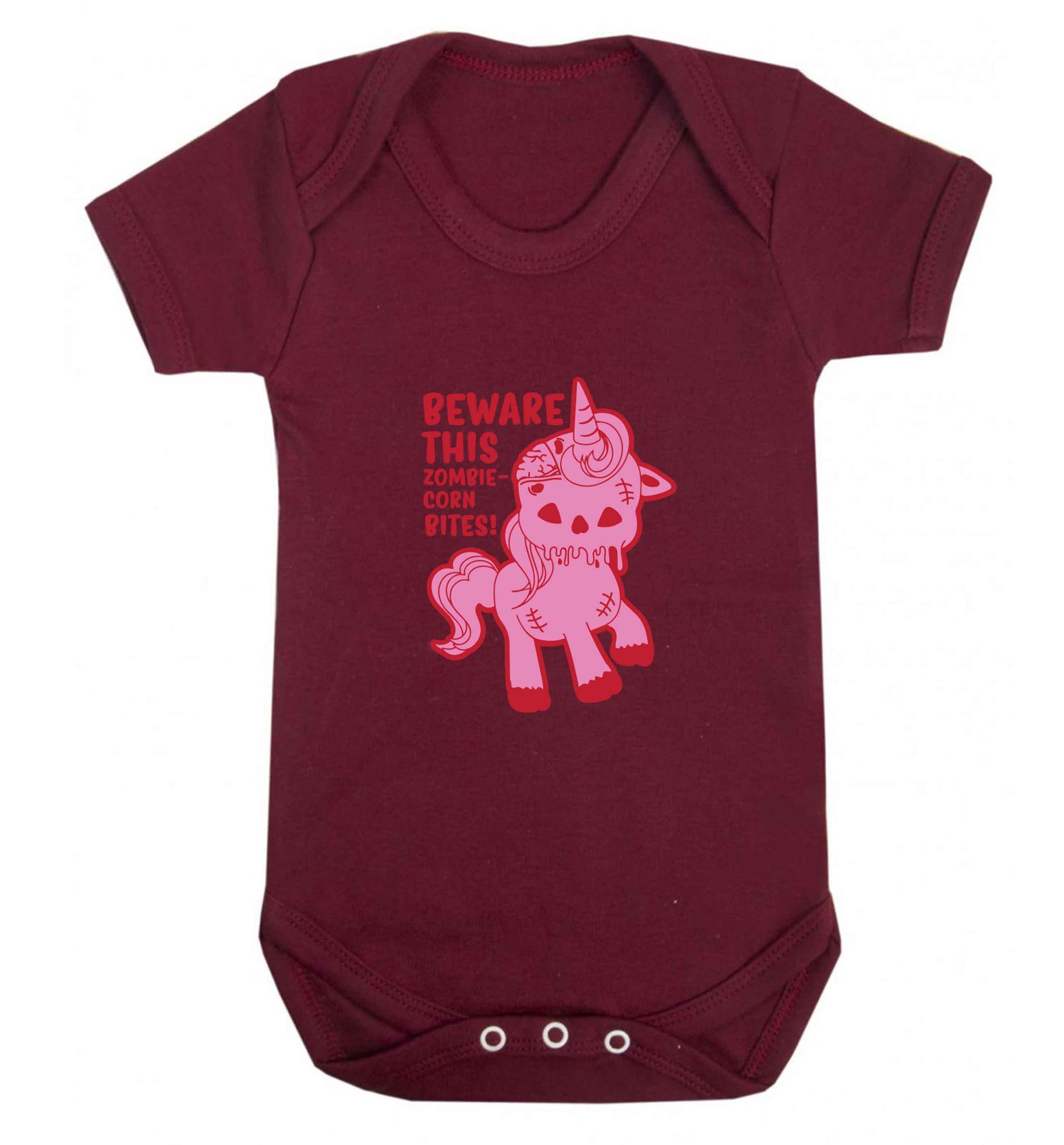 Beware this zombiecorn bites baby vest maroon 18-24 months