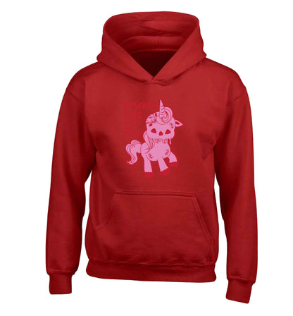 Beware this zombiecorn bites children's red hoodie 12-13 Years