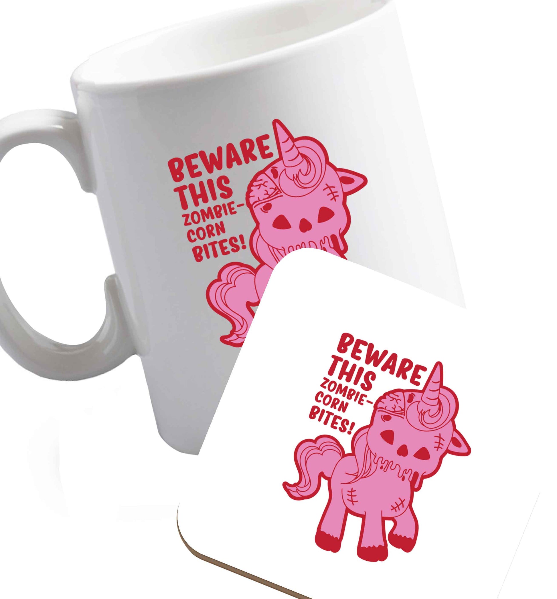 10 oz Favourite Type Pan Pancake ceramic mug and coaster set right handed