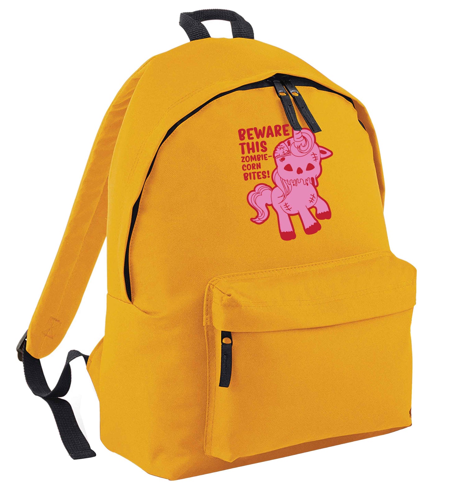 Beware this zombiecorn bites mustard adults backpack